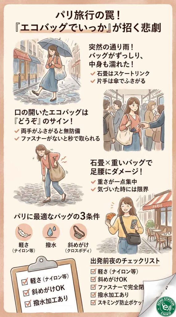 「エコバッグでいっか」が招く悲劇。雨とスリが狙うあなたの隙インフォグラフ