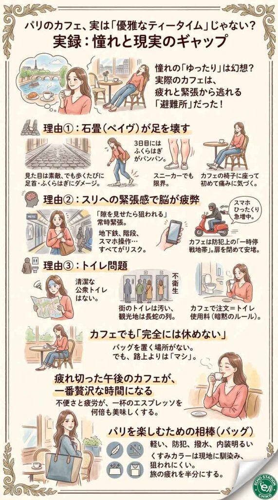 パリのカフェ休憩は優雅なティータイムではなく、単なる「避難所」ですインフォグラフ