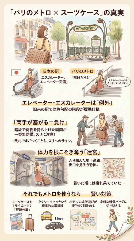 スーツケースで地下鉄移動?エスカレーターがあると信じているあなたへ