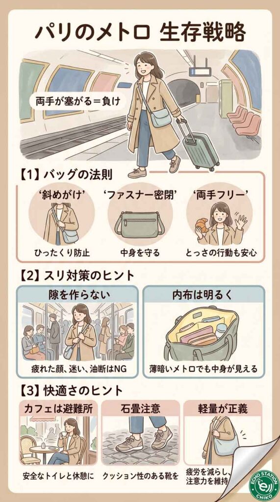 「両手が塞がる=負け」パリのメトロで学んだ、生き残るための生存戦略インフォグラフ