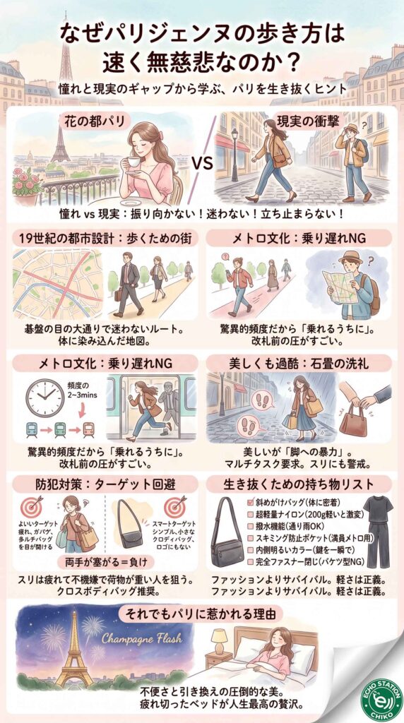 なぜパリジェンヌの歩くスピードはあんなにも速く、そして無慈悲なのかインフォグラフ