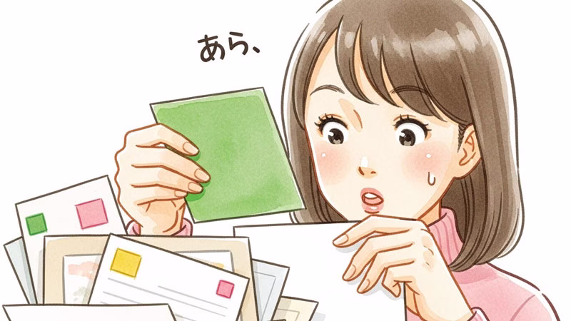 郵便物の中から重要なお知らせを見つける女性