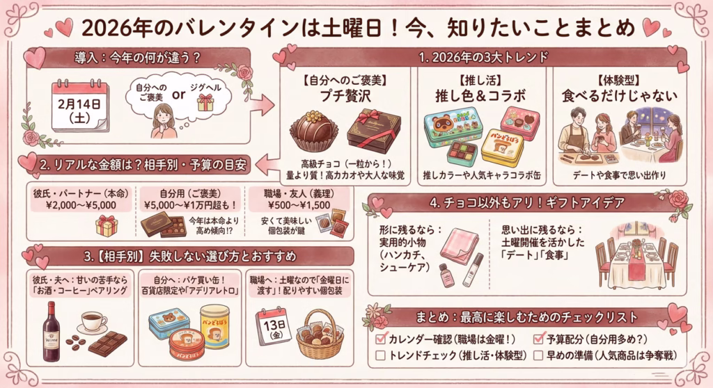 バレンタインのプレゼントを持つ笑顔の女性