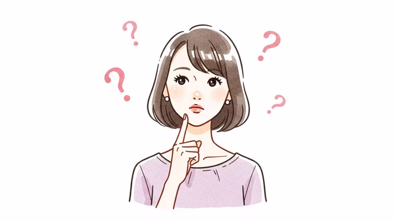 疑問を持って考えている女性のイラスト