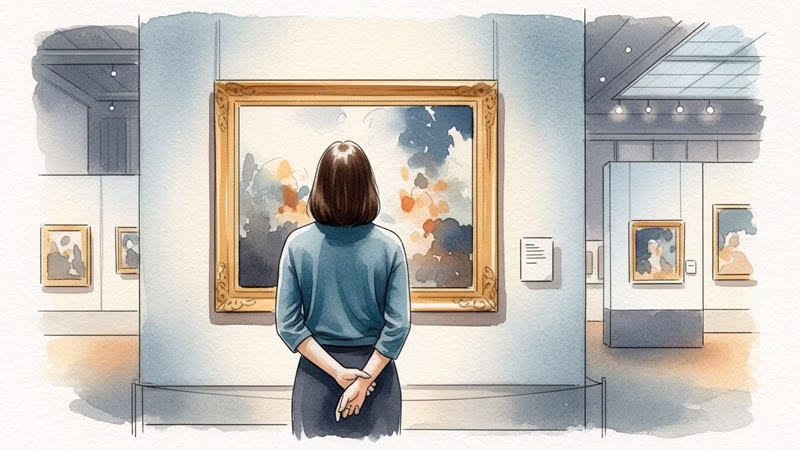 フェルメール《真珠の耳飾りの少女》の水彩イラストイメージ