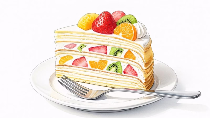 断面が美しい幸せ重ねのフルーツミルクレープ