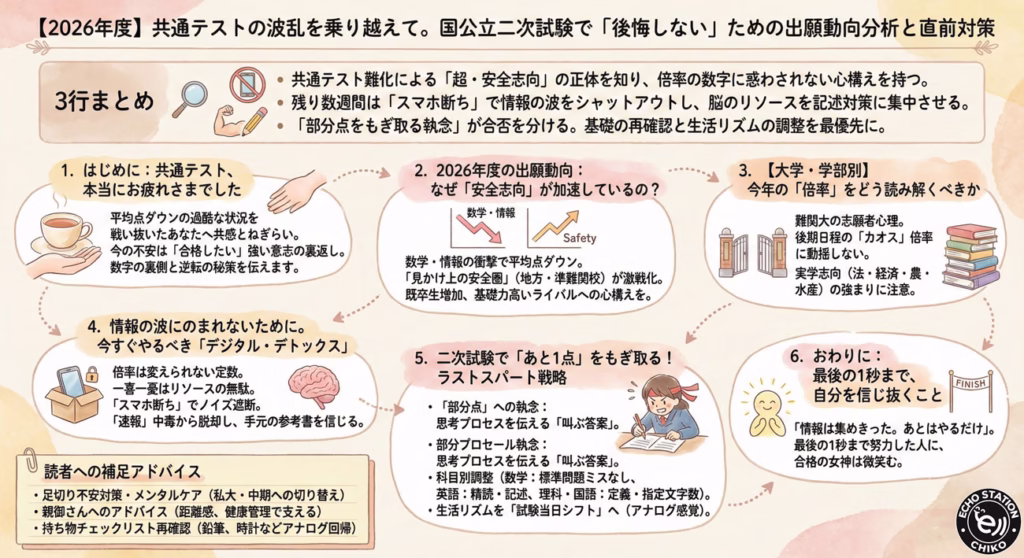 【2026年度 国公立大学二次試験】倍率に振り回されない！出願動向と直前1週間で逆転する戦い方