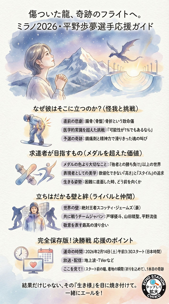 傷ついた龍は飛べるのか。ミラノ2026平野歩夢、怪我を超えて挑む決勝の夜