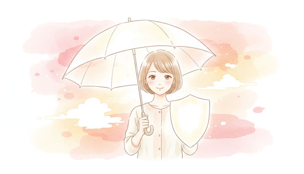 【保存版】固定費削減の一覧リスト|通信費・光熱費・家賃・保険・公的制度まで“聖域なし”見直し術 自分の資産を守る盾と傘で防御しているイメージ画像