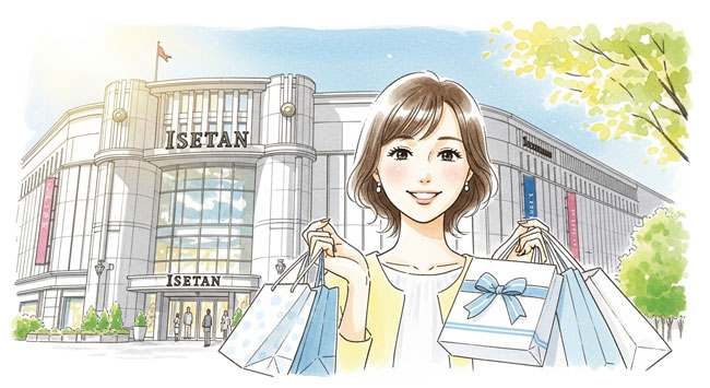 【2026】伊勢丹新宿店ホワイトデー完全ガイド|予算別・デパ地下人気・お菓子以外・混雑回避 新宿伊勢丹前でお買い物バッグを持っている女性