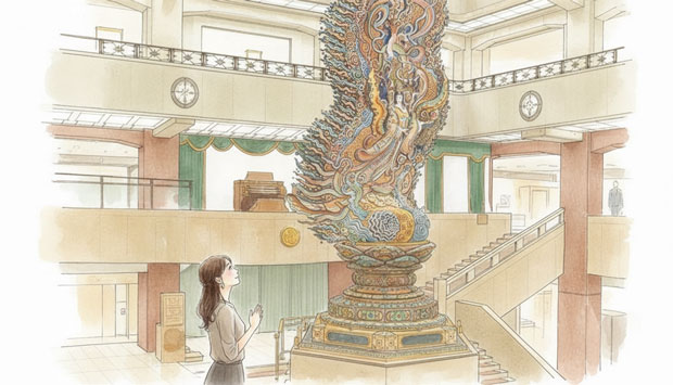 日本橋三越本店は単なる百貨店ではありません！アンモナイトの化石や圧巻の天女像、日本最古のパイプオルガンなど、館内はまるで美術館。絶対外せない三越限定のスイーツや手土産、アクセスなどの基本情報まで、女性目線でその見どころを徹底解説します。