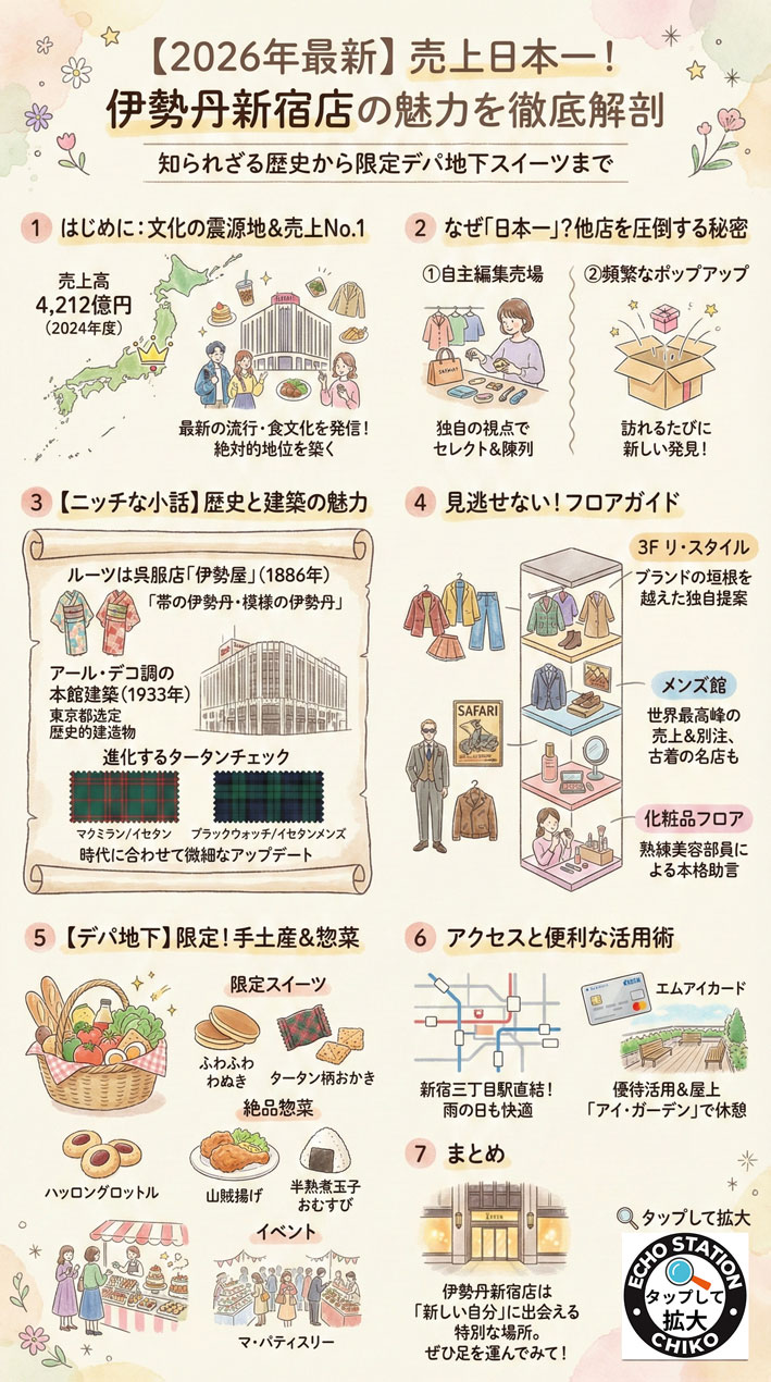 【2026年最新】伊勢丹新宿店はなぜ売上日本一?歴史・建築・限定スイーツまで完全ガイド