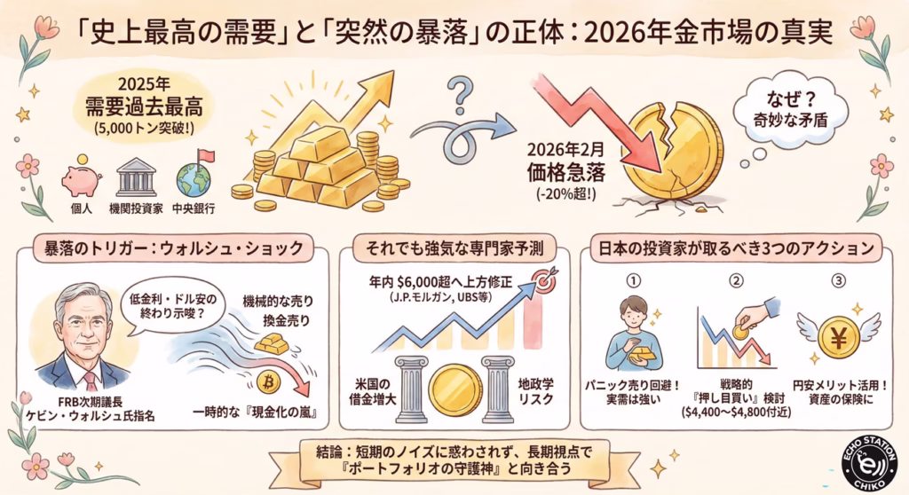 金価格はなぜ急落？2026年の暴落は“需要減”じゃない