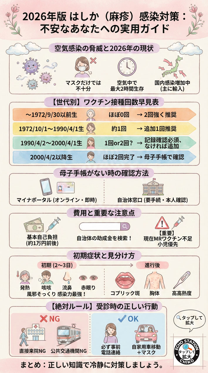 【2026年最新】はしか(麻疹)の初期症状|大人のワクチン接種歴の確認方法と受診時の絶対ルール