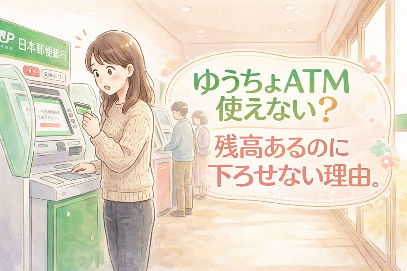 ゆうちょATMが使えず困る女性