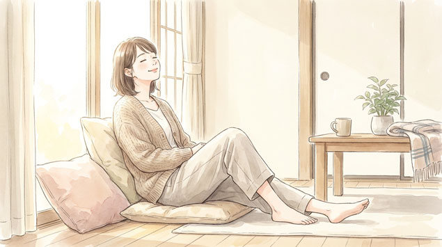 自宅でゆっくり休む女性
