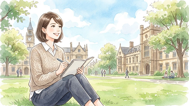 安心して留学生活を送る女性