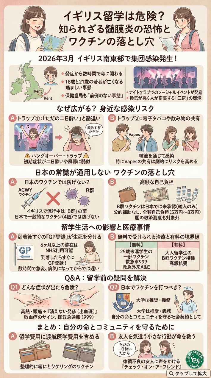 【2026最新】イギリス留学が危険?髄膜炎の実態とワクチン費用の落とし穴 infogurafu