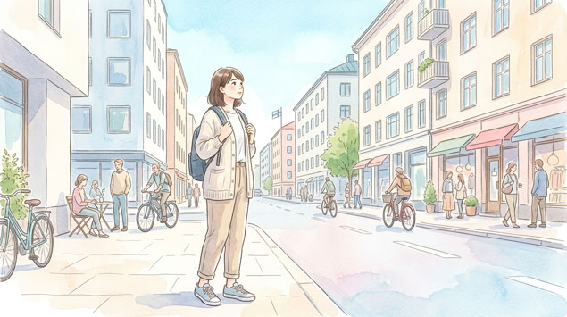 安心できる社会でリラックスする女性