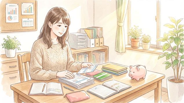 家計や資産を整理する女性のイメージ