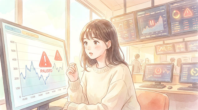 サーキットブレーカーで取引停止した市場のイメージ