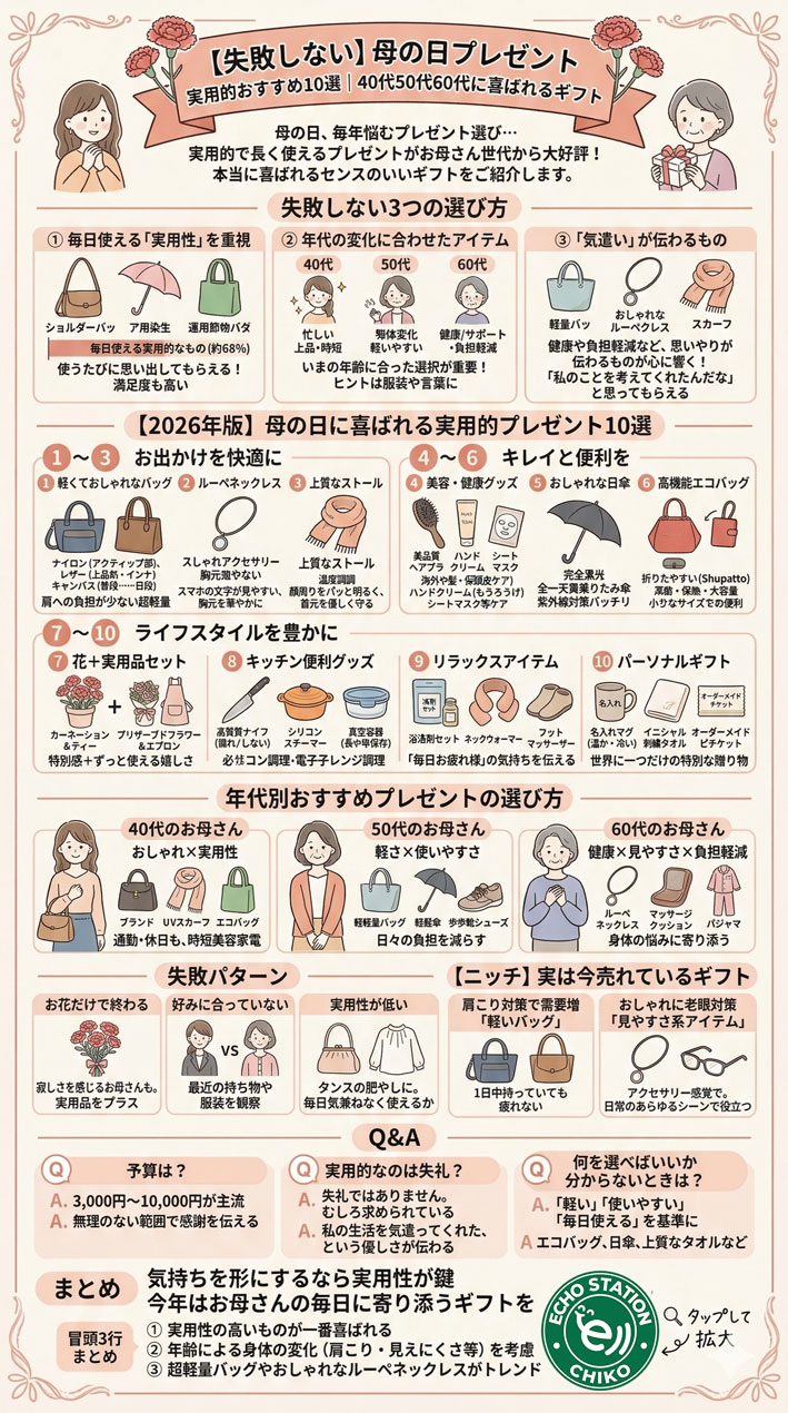 【失敗しない】母の日プレゼント実用的おすすめ10選|50代60代にも喜ばれる インフォフラフ