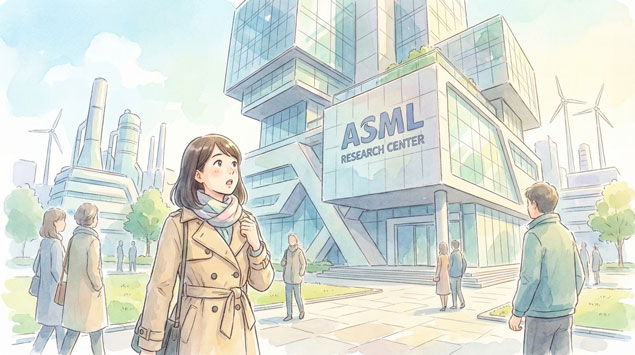 オランダの半導体技術拠点を訪れる女性