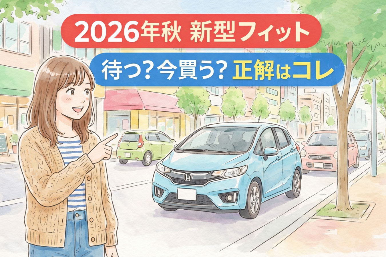 フィット新型とコンパクトカー比較を考える女性のイメージ