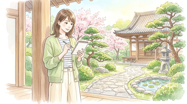 行く前に予習をする女性