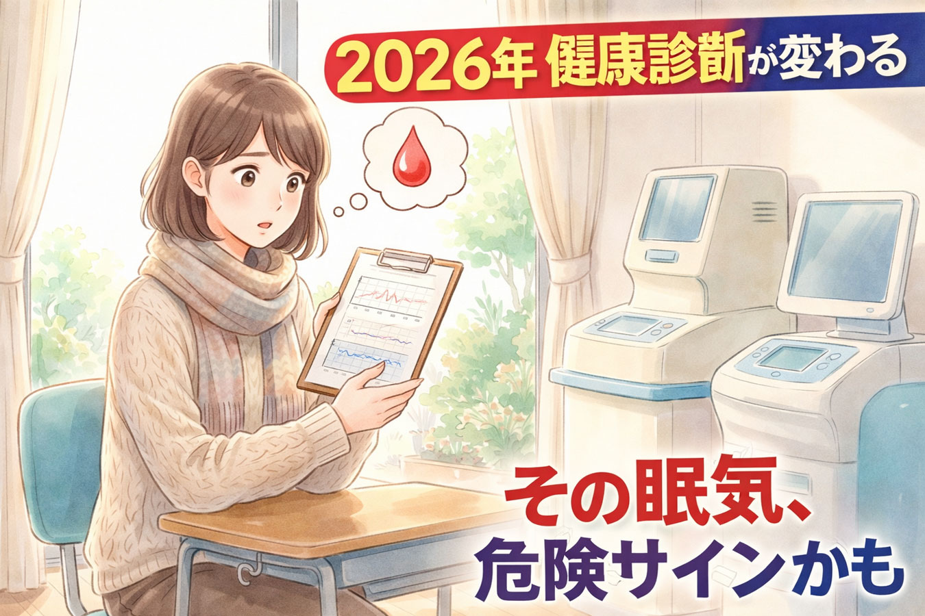 健康診断で血糖値の結果を確認する女性のイメージ