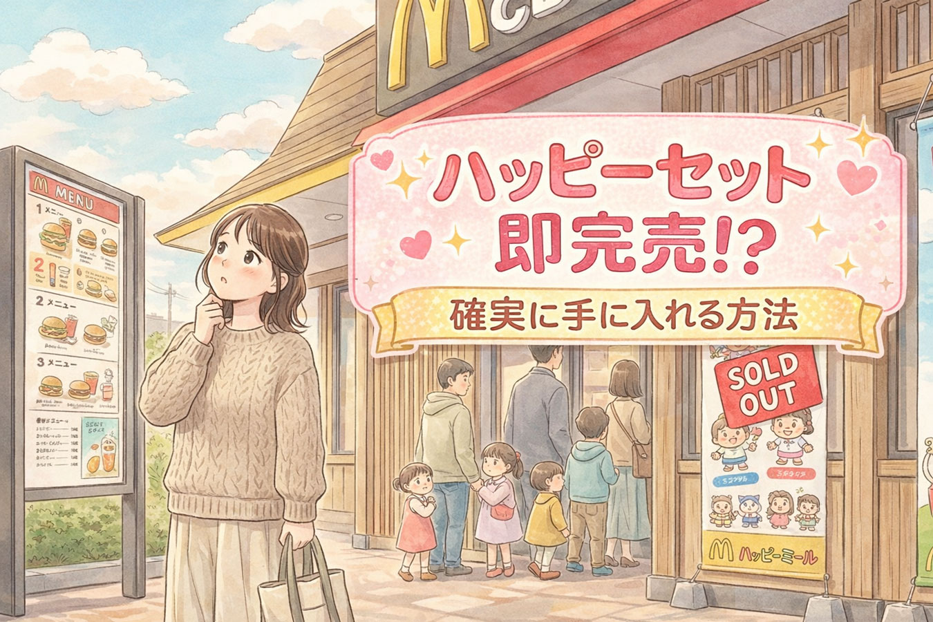 マクドナルドでハッピーセットを確認する女性