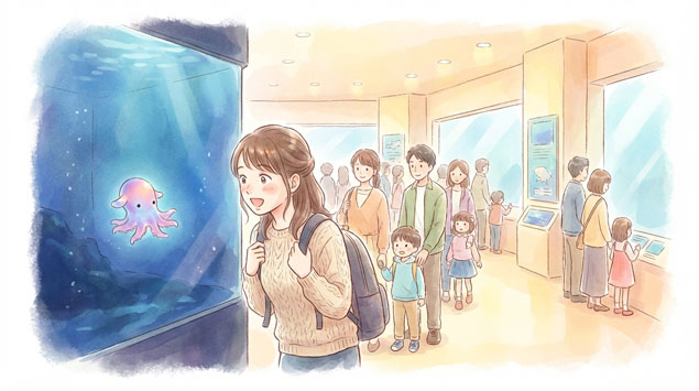 メンダコ見るのに長蛇の列