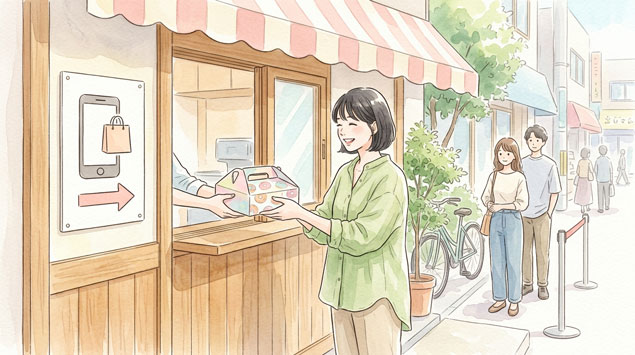 ネットオーダーでスムーズに受け取る女性