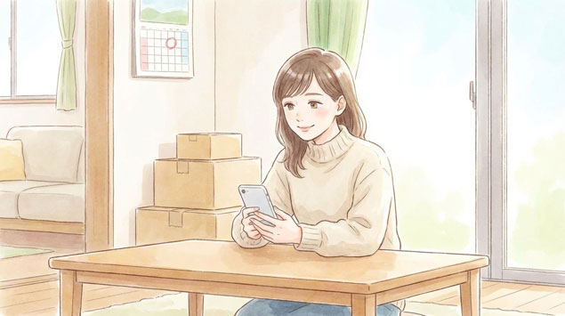 母の日ギフトをネット注文する女性