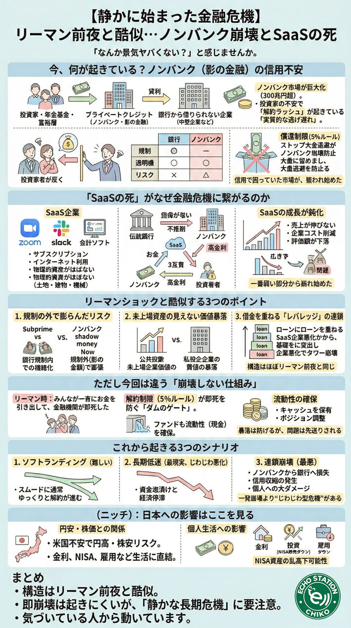 【2026年】ノンバンク融資は大丈夫？リーマン危機との3つの類似点と違い インフォグラフ