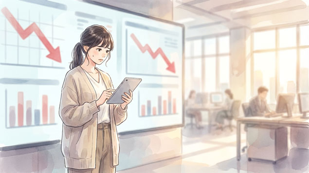 ノンバンク融資から資金流出を分析する女性