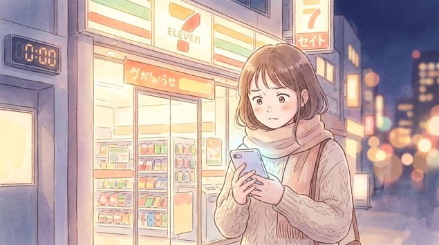 夜中コンビニでの買い物注意