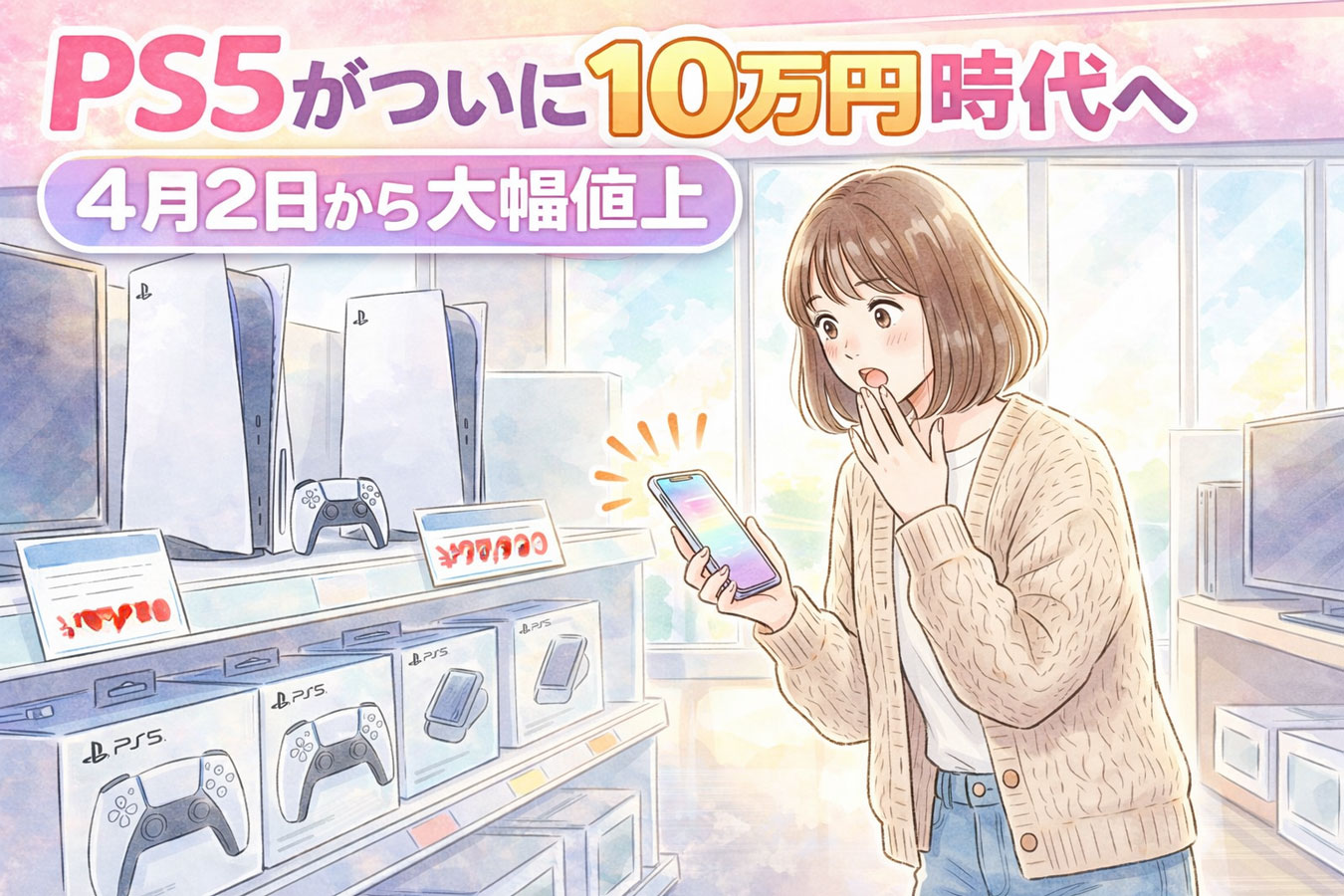 PS5の値上げに驚く女性