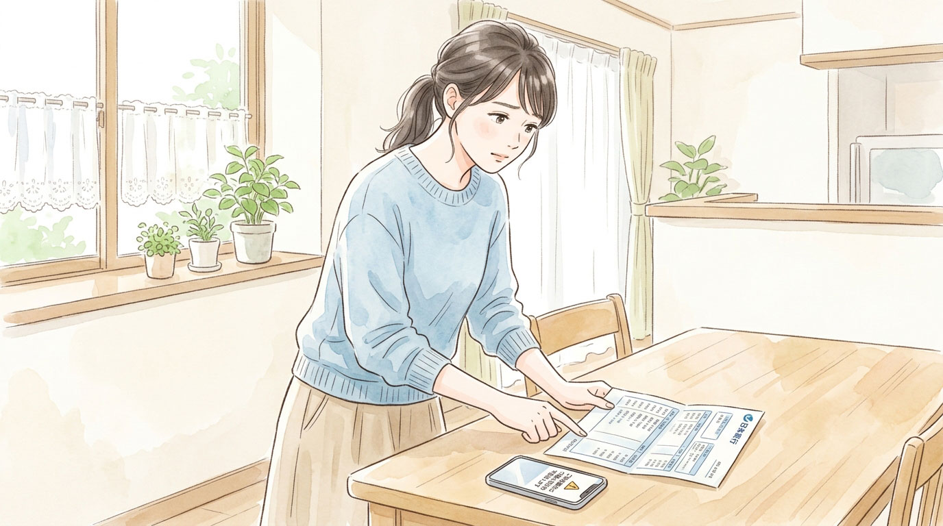 クレジットカード明細を確認する女性のイメージ