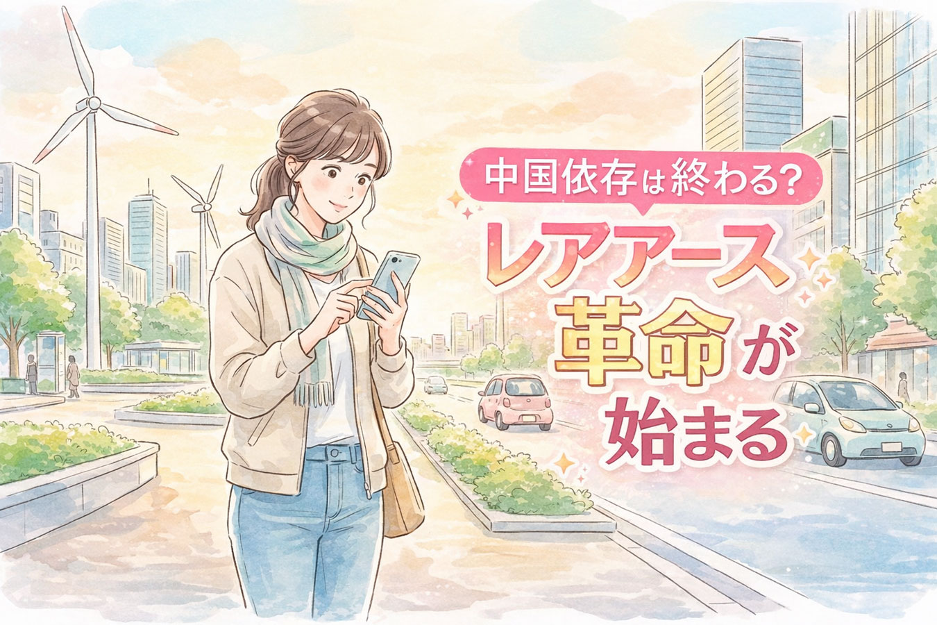 レアアースと現代生活の関係を考える女性