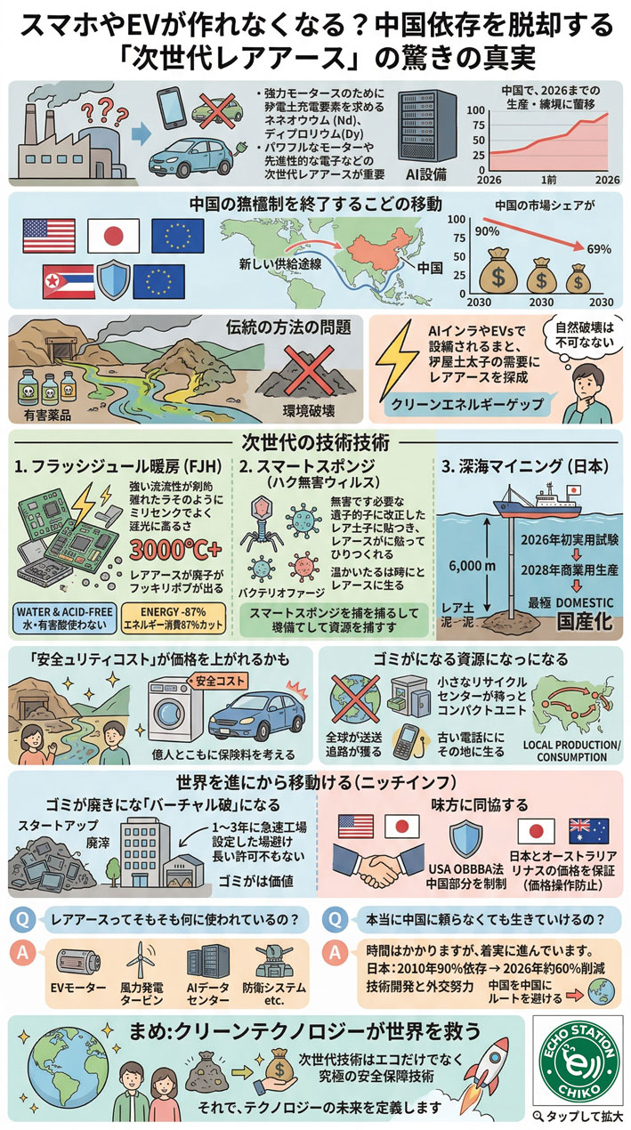 レアアースの中国依存は終わる?次世代技術と日本の挑戦をわかりやすく解説 インフォグラフィック