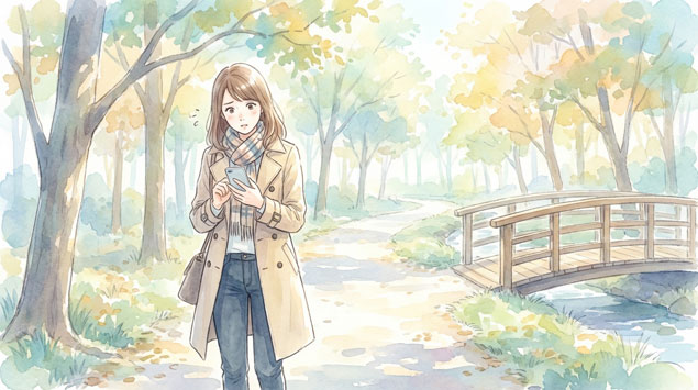 りくりゅう結婚の噂をスマホで確認する女性