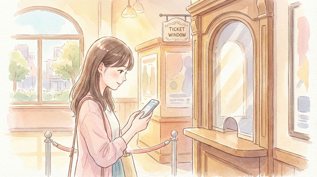 劇団四季のチケットを予約する女性