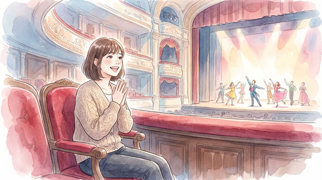 劇団四季の舞台を観劇する女性の様子