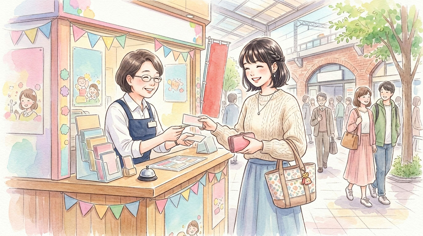 宝くじを有楽町のチャンスセンターで買っているイメージ