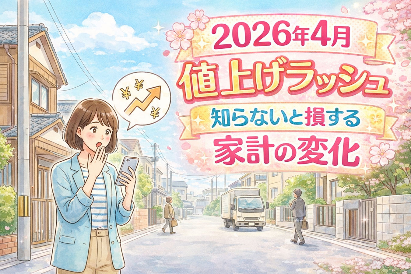 2026年4月の値上げで家計に不安を感じる女性のイメージ