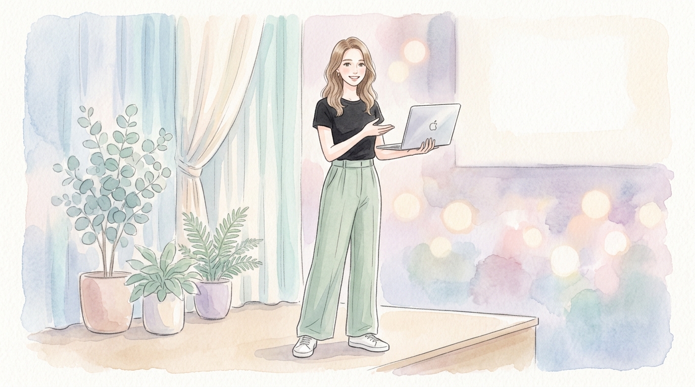 マックブックネオを発表している風景