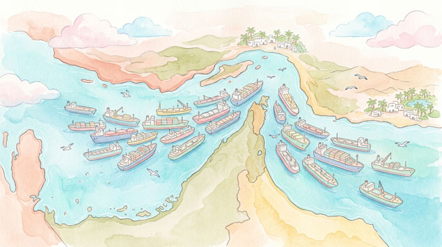 ホルムズ海峡が閉鎖されているイメージ画像