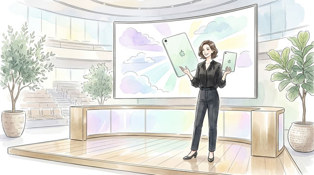 ipad airの新作発表をしている風景