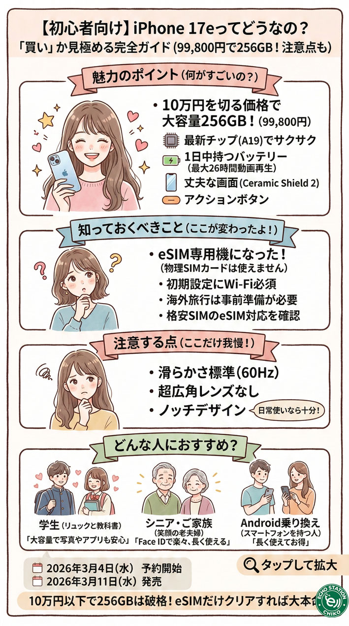 iphone17e発表 その全容をこの1枚でわかるインフォグラフィック